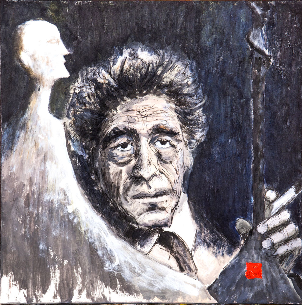 2019-10 Hommage à Giacometti 6, huile et acrylique sur toile, 50x50 cm